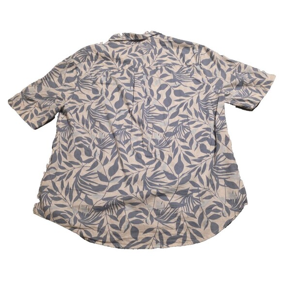 Men's Linen Blend Short-Sleeved Tropical Print Button Up Blue White Size XL - Picture 7 of 7